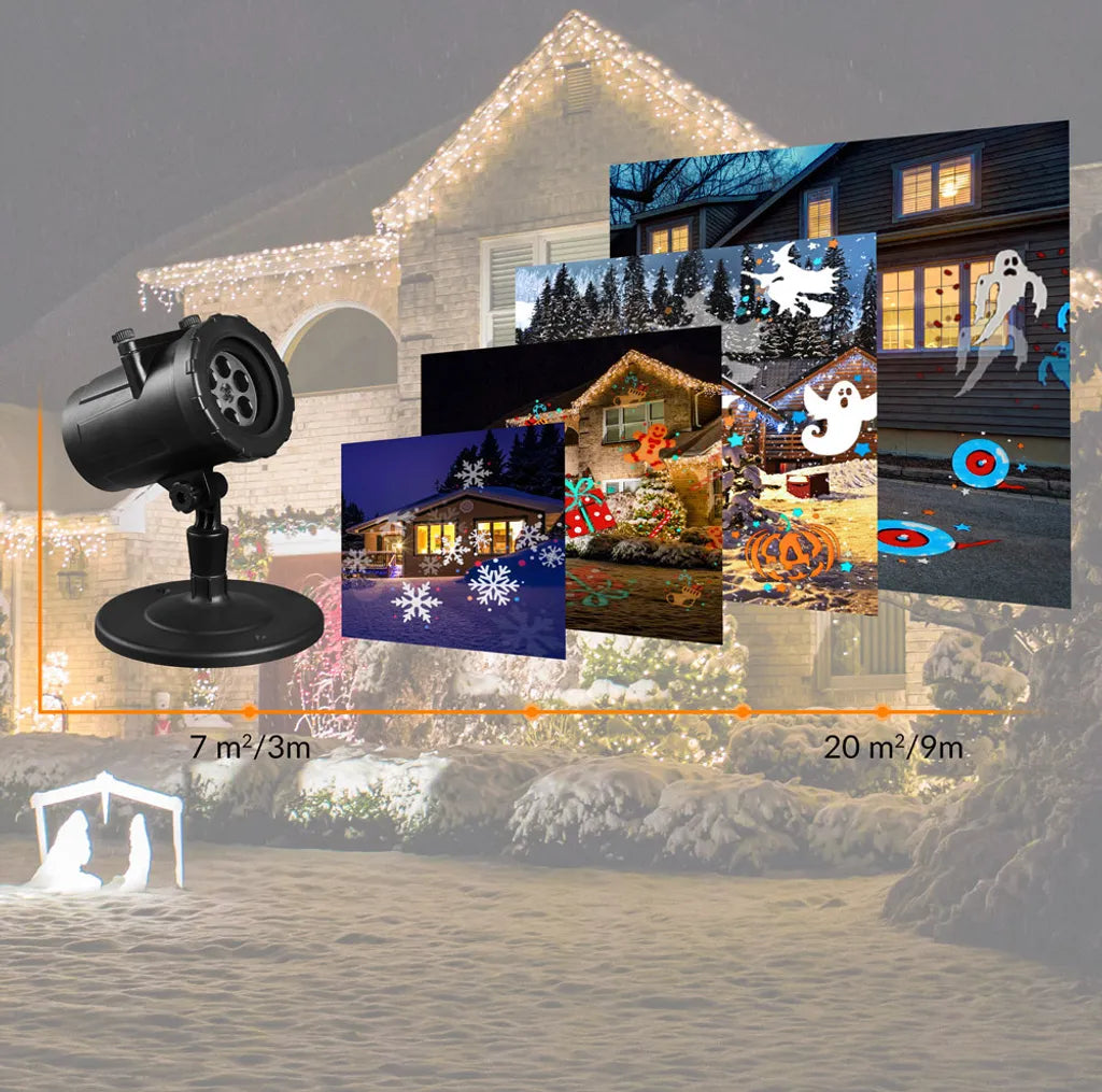  Monzana LED Projektor Weihnachten Aussen Innen 72 Motive Bunt IP44 Beleuchtung Outdoor Indoor Schnee Halloween Party Geburtstag Projektorlampe Lampe