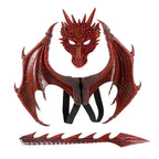  Halloween Deko Kinder Karneval Karneval Party Kostüm, Kinder Drache Dress Up Set, Halloween Kostüm, Rot Set：Drachen Maske + Flügel + Schwanz