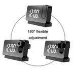  Projektorwecker Für Schlafzimmer, Digitalwecker Mit 0-100% Dimmer Und 2 USB-Ladeanschlüssen, 180° Drehbarer Projektor, Doppelwecker, Snooze, Klares LED-Display, Digitaluhr Für Vielschläfer, Schwarz