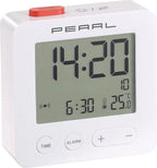 Pearl Digitaler Reise Funkwecker Mit Thermometer & Datum Beleuchtetes XL Display Weiss
