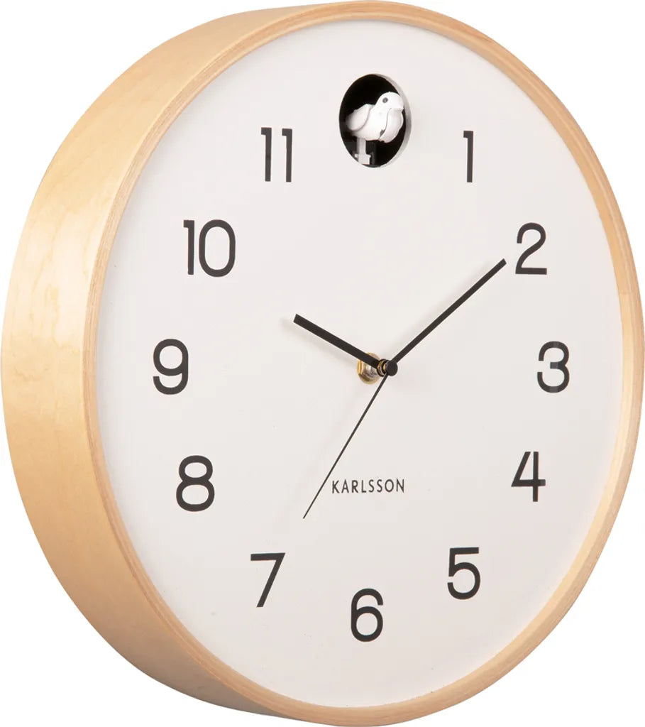 PRESENT TIME Karlsson Wanduhr NATURAL CUCKOO Weiß | Ø31,5x6cm