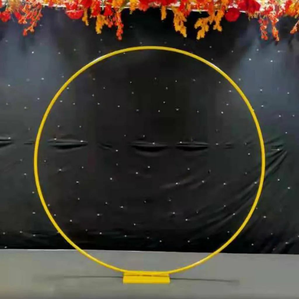  2m Hochzeit Bogen Rund Metall Ständer Hintergrund Nachbildung Blumen Luftballon Rahmen Gold