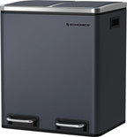  SONGMICS Mülleimer Treteimer Mit 2 Fächern 30 L Aus Metall 2 X 15 Liter Abfalleimer Mit Softclose Inneneimern Und Griffen Luftdicht Rauchgrau LTB30GS