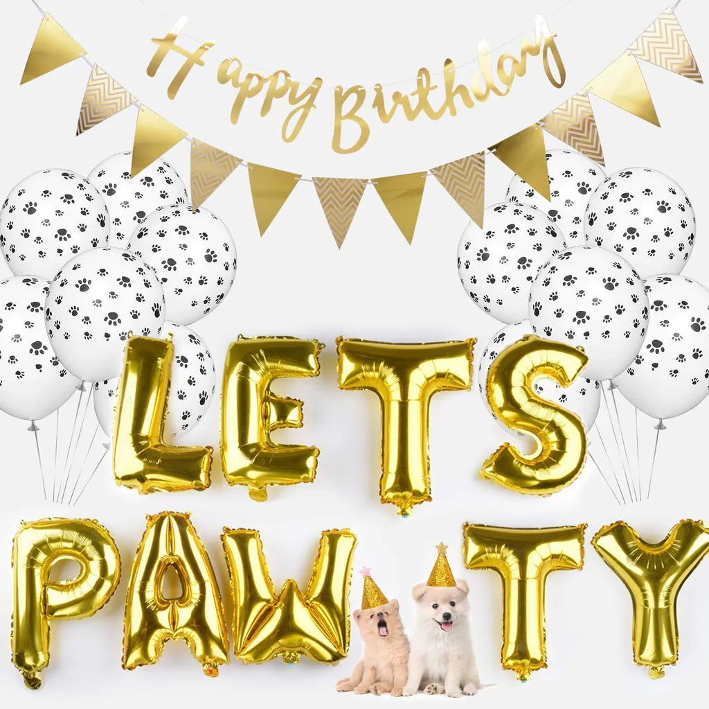  23PCS Haustier Hund Geburtstag Set, Hunde Geburtstag Deko, Happy Birthday Ballons Set Geburtstag Dekoration Zubehör Für Hund Katze