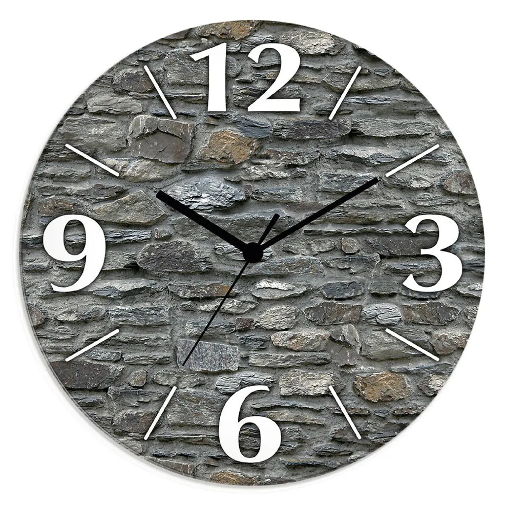  ARTland Glas Wanduhr Funkuhr - Schwarzer Zeiger Schiefermauer Größe: 30x30 Cm