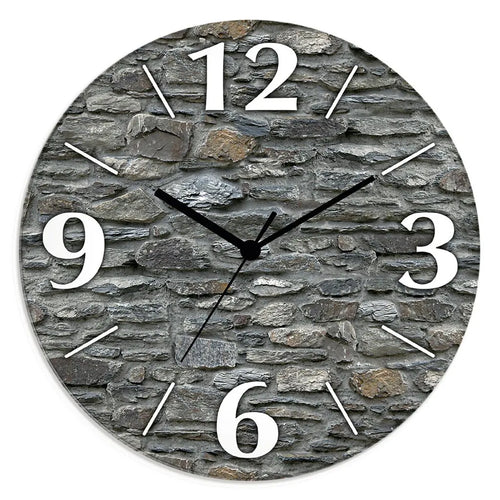  ARTland Glas Wanduhr Funkuhr - Schwarzer Zeiger Schiefermauer Größe: 30x30 Cm