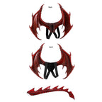  Halloween Deko Kinder Karneval Karneval Party Kostüm, Kinder Drache Dress Up Set, Halloween Kostüm, Rot Set：Drachen Maske + Flügel + Schwanz