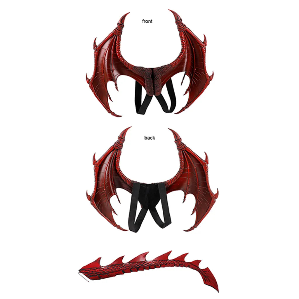  Halloween Deko Kinder Karneval Karneval Party Kostüm, Kinder Drache Dress Up Set, Halloween Kostüm, Rot Set：Drachen Maske + Flügel + Schwanz
