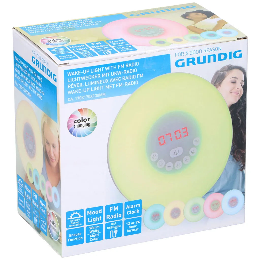  Grundig Wake-up Light LED Lichtwecker Farbwechsel Radio Wecker Sonnenaufgang