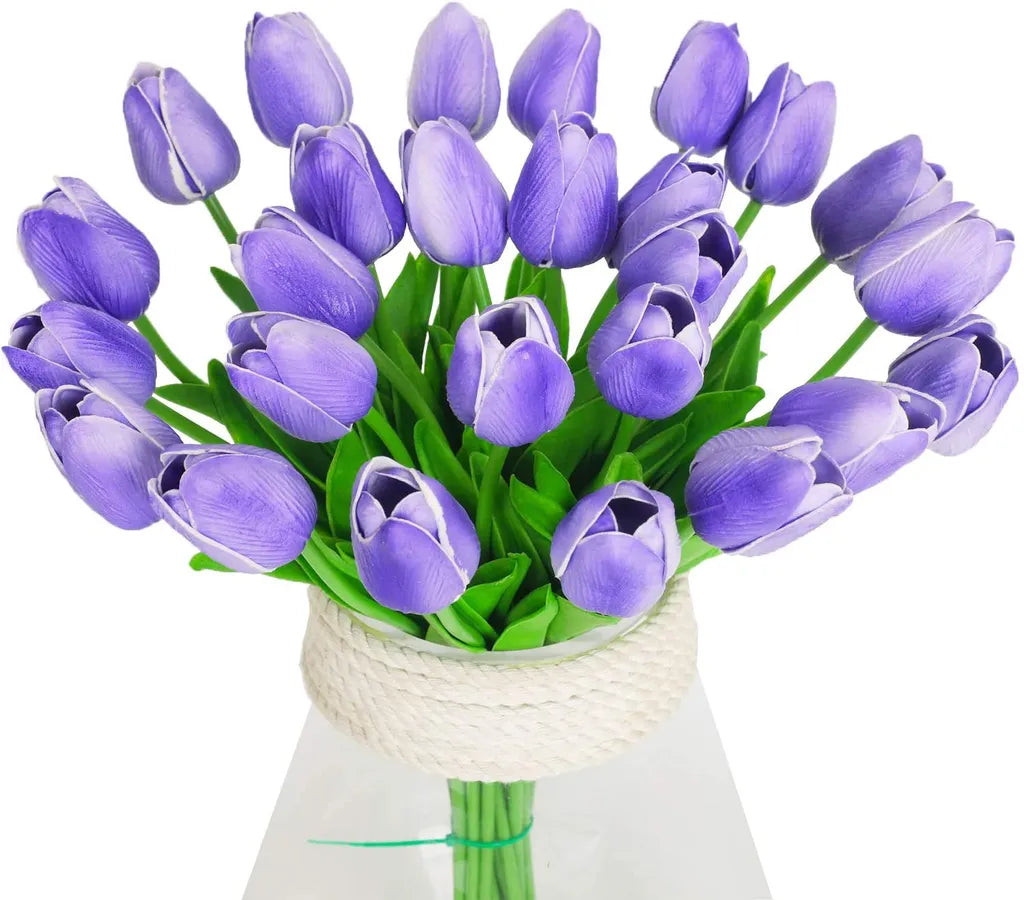  10er Künstliche Tulpe Blume Kunstblumen Gefälschte Blumen Bukett Künstlich Tulpe Lila