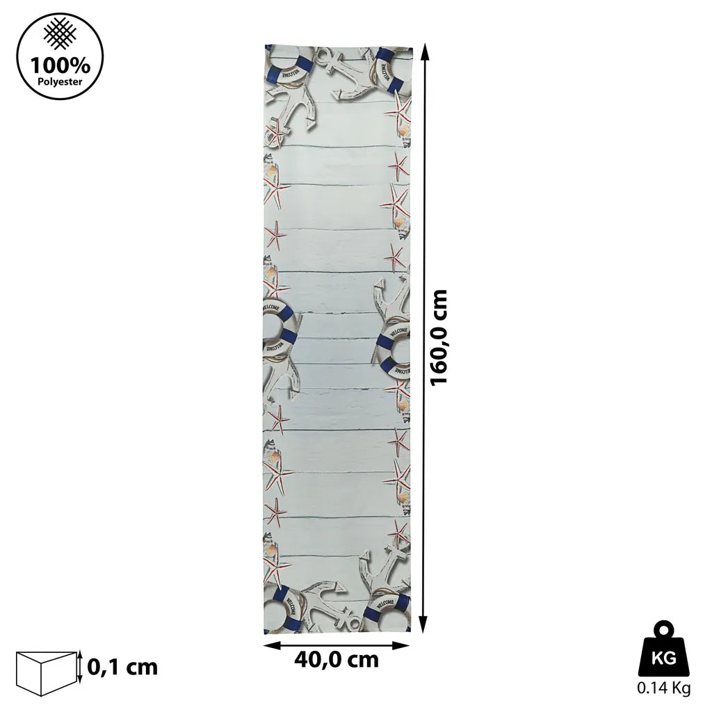 Tischläufer "Maritim" 40x160cm Decke Motivdecke Anker Seestern Schwimmring Tischtuch Tafeldecke