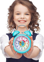  ONVAYA® Kinderwecker Analog | Türkis | Lernuhr Für Kinder | Retro Wecker Ohne Ticken | Lernwecker Mit Licht & Musik | Quarzwecker | Glockenwecker | Kinderuhr Spielzeug Für Jungen & Mädchen