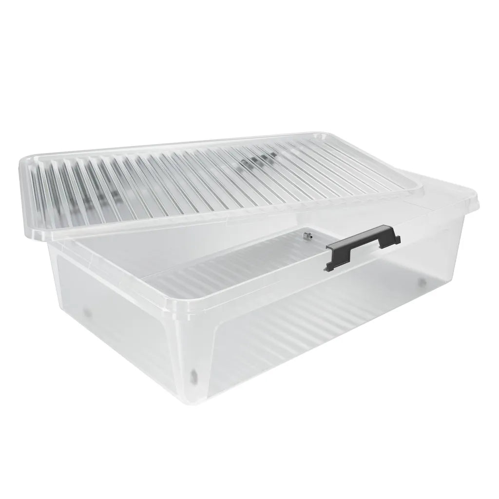  Deuba Aufbewahrungsbox Deckel Stapelbar Transparent Rollen Kunststoff BPA Frei Wohnzimmer Schlafzimmer Kinderzimmer 60L/30L, Volumen:30L
