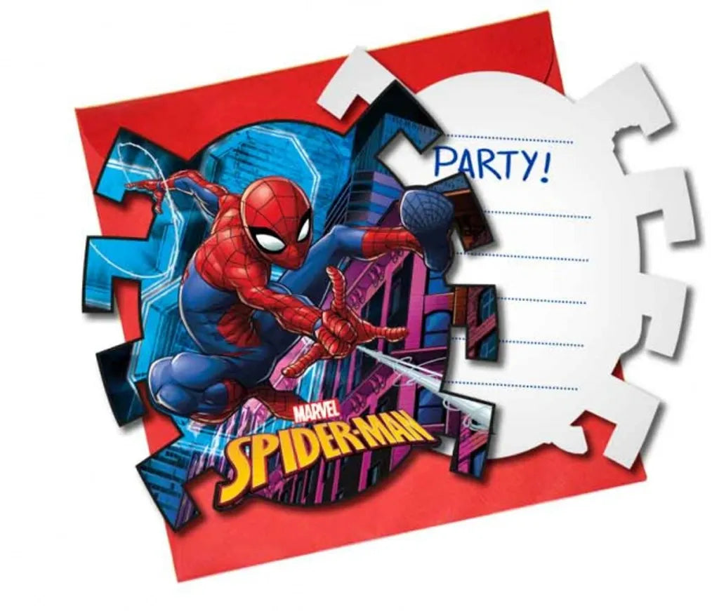  Marvel Einladungen Mit Umschlag Spider-Man 6 Stück Rot