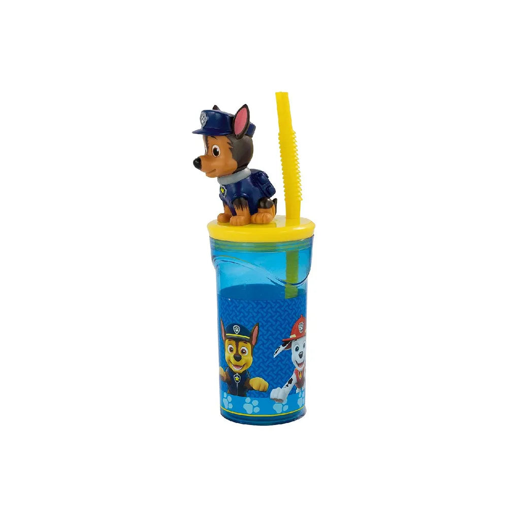  P:os Trinkbecher Paw Patrol Mit Strohhalm Und 3D Figur 360ml, Bunt