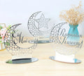  3x Ramadan Eid Mubarak Dekorationen Eid Mubarak Acryl Ornamente Mond Sterne,Muslim Festival Dekorationen, Silber