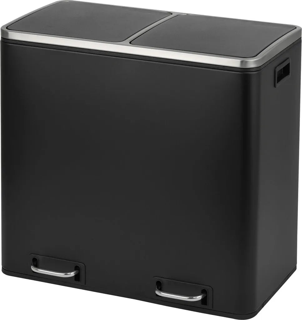  SVITA TM2X15 Treteimer 30 Liter 2x15L Schwarz Abfalleimer Mülleimer Mülltrennung Stahl