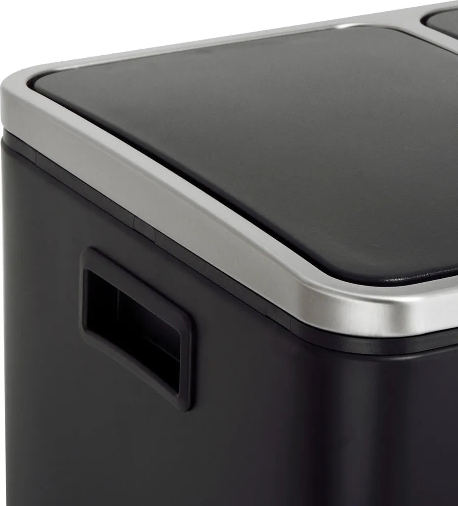  SVITA TM3X18 Treteimer 54 Liter 3x 18L Schwarz Abfalleimer Mülleimer Mülltrennung Stahl