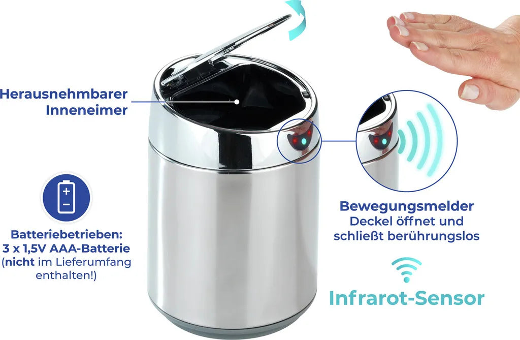 Wenko Tisch- Und Kosmetikeimer Mit Sensor Chrom