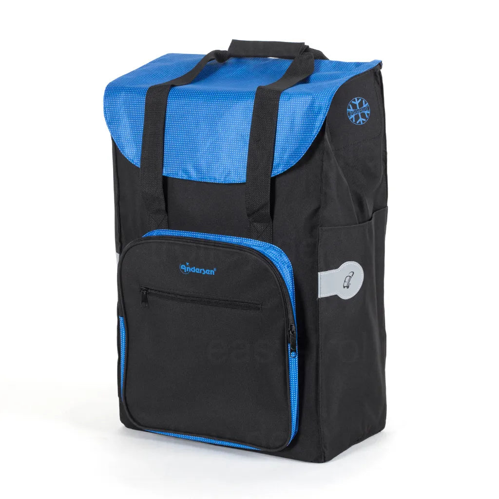  Andersen Einkaufstrolley Royal Mit Metallspeichenrad 25 Cm Und 45 Liter Einkaufstasche Wismar Schwarz/blau Mit Kühlfach, Aluminiumgestell Klappbar