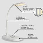  MAXXMEE LED-Tischleuchte Mit Wireless Charging - 3 Farbtemperaturen LED Tischleuchte Tischlampe Lampe USB Leuchte Wireless Touchfunktion Leselampe