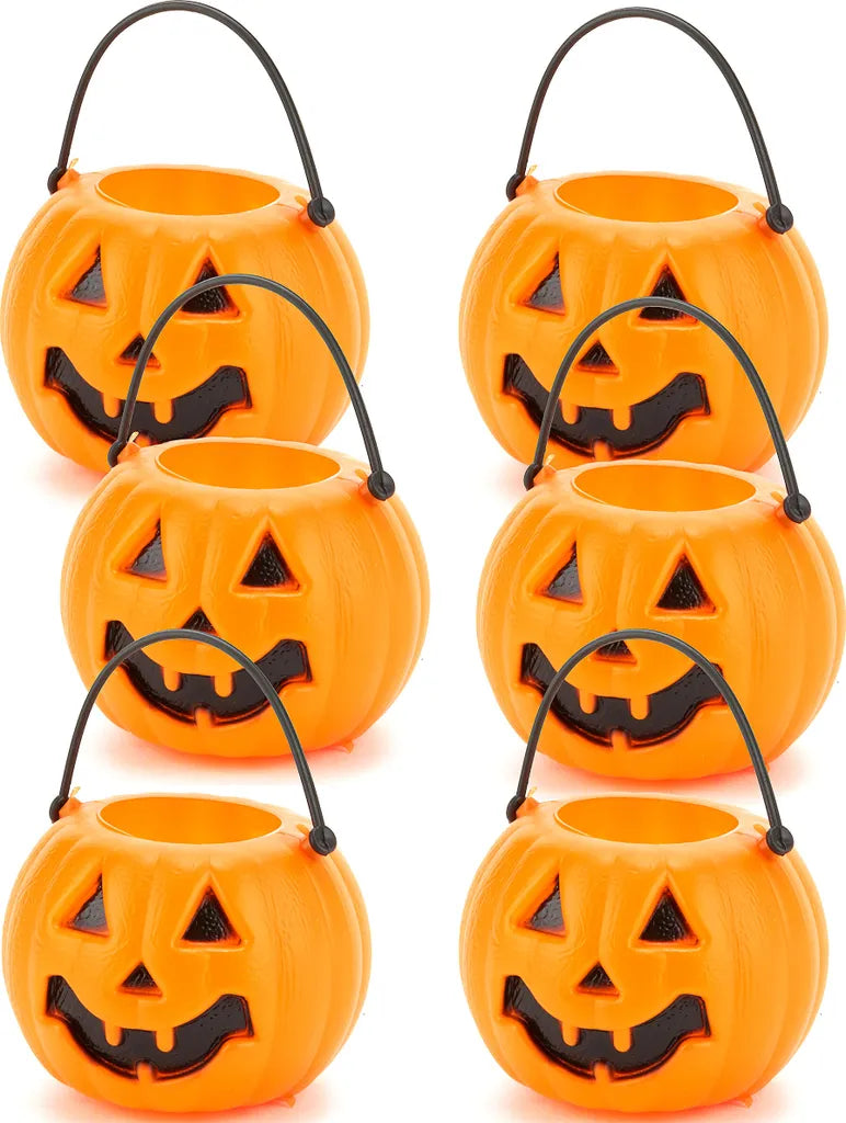 Elite Kürbis Eimer Halloween Accessoire 6 Stück Schwarz-orange 6,5x5cm