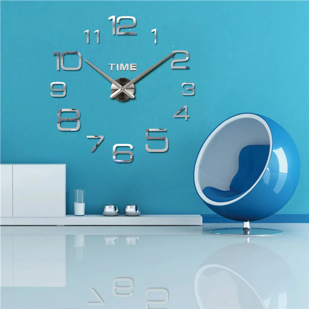  3D Wanduhren Wanduhr Groß Uhr Mute Decor Wandtattoo Modern Deko Geschenk Home Office Büro DIY Wohnwand Wohnzimmer Wand Decoration Design Schwarz Retoo