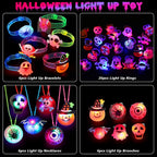  Halloween-Lichter, 24 Stück, Halloween-LED-Halsketten, Armbänder, Kürbis, Geist, Piraten, Spinne, Augapfel, Halloween, Partygeschenk, Blinkende Dekoration, Trick-Leckereien, Geschenktütenfüller Für Frauen Und Männer, Familie