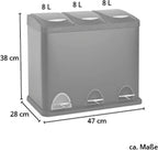  SVITA TC3X8 24 L Treteimer Abfalleimer Mülleimer Pulverbeschichteter Stahl Schwarz