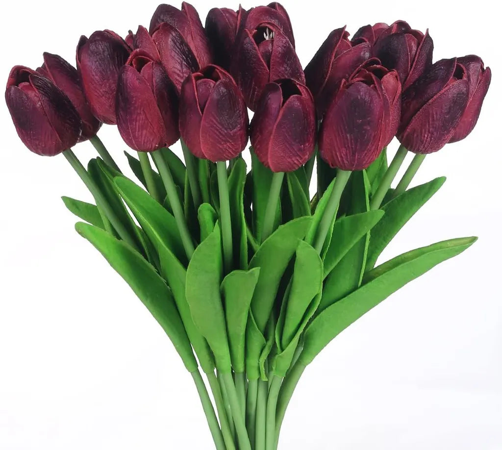  10er Künstliche Tulpe Blume Kunstblumen Gefälschte Blumen Bukett Künstlich Tulpe Rotwein