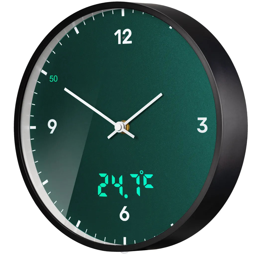  BRESSER MyTime LEDsec Wanduhr 24 Cm Mit Temperaturanzeige Farbe: Petrol