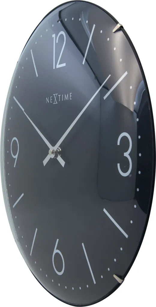  NeXtime Wanduhr BASIC DOME Ø35,6cm Lautlos Wohnzimmer Küche Quarz Uhr Schwarz