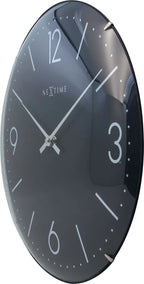  NeXtime Wanduhr BASIC DOME Ø35,6cm Lautlos Wohnzimmer Küche Quarz Uhr Schwarz