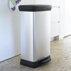  Curver Duo Tretmülleimer Deco 23L+23L Silbern