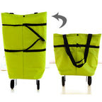  Einkaufstrolley Klappbaren Rädern Stützen Faltbar Leicht Wasserabweisend Tasche Einkaufstasche Picknicktasche Haushaltstrolley Tug Bag Grün