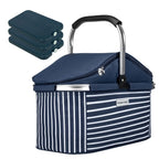  Kühlkorb Isolier Einkaufskorb Navy AHOI + 3 Kühlakkus - Blau Navy