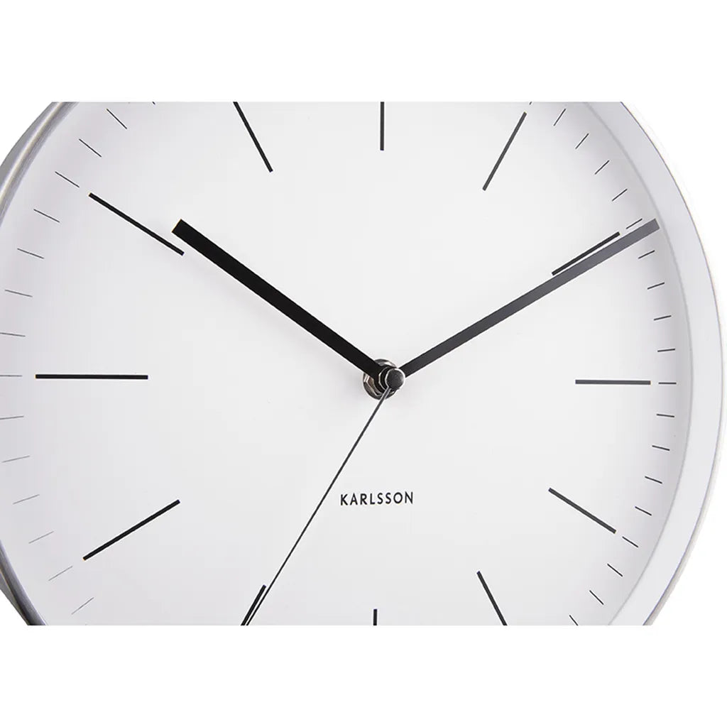 Karlsson - Wanduhr Minimal - Weiß/Nickel - Ø27,5cm