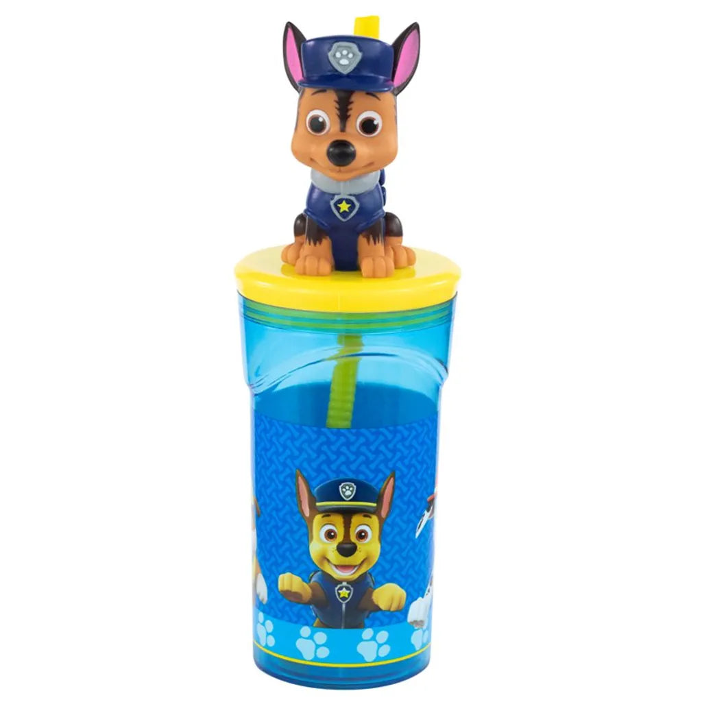  P:os Trinkbecher Paw Patrol Mit Strohhalm Und 3D Figur 360ml, Bunt