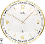  AMS 5609 Wanduhr Funk Funkwanduhr Analog Golden Rund