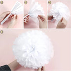  18x Weiß Deko Seidenpapier Pompoms, Papier Blumen Poms Papier, Hochzeitsdeko, Vintage Laternen, Kommunion Deko Zum Geburtstag
