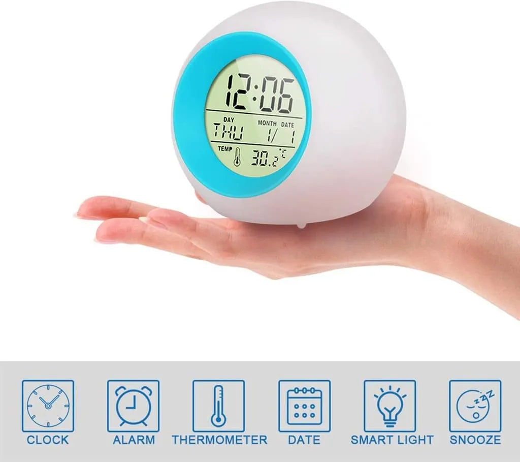  Digitaler Wecker Kinder, LED Kinderwecker 7 Farben Nachtlicht Lichtwecker Schlummerfunktion Für Mädchen Jungen