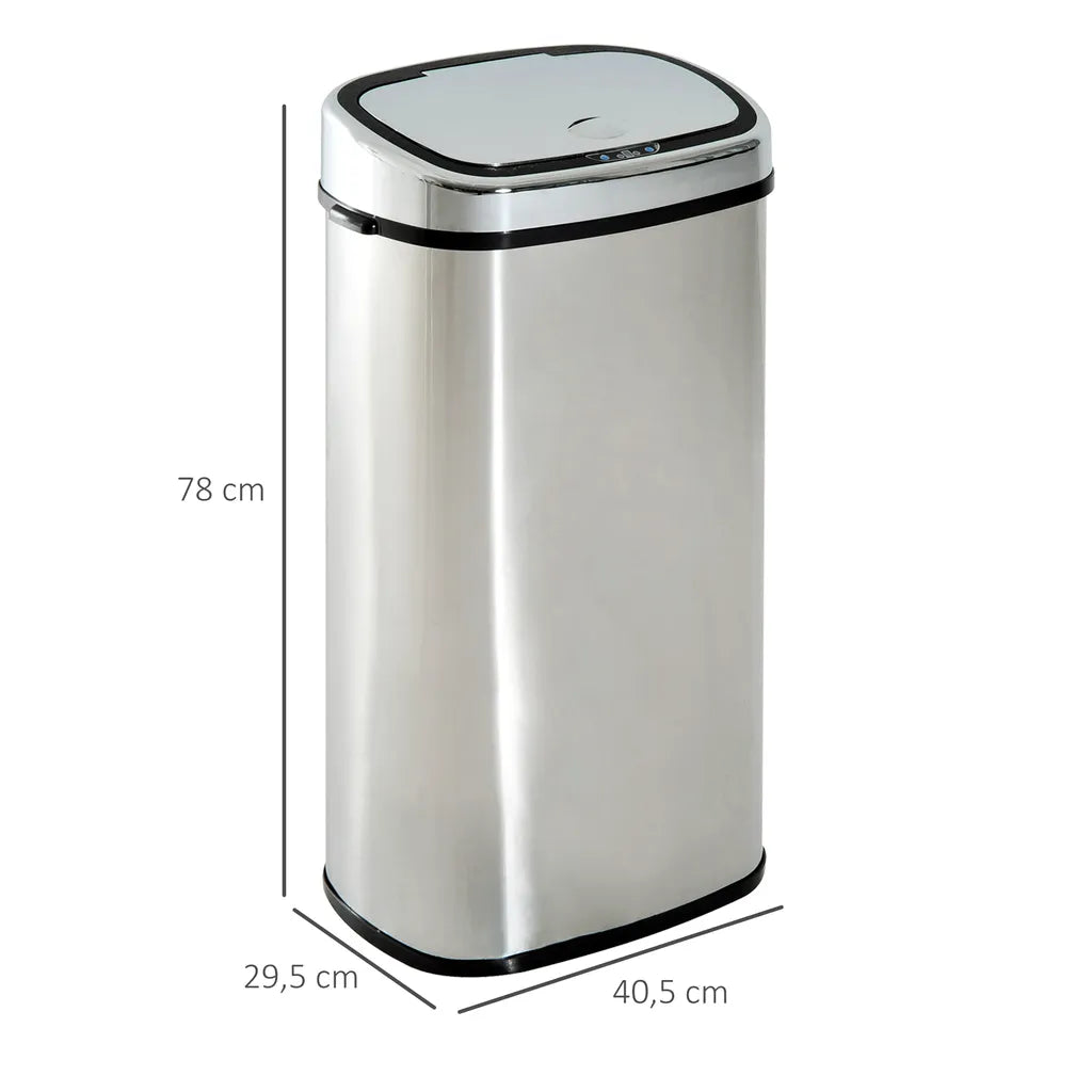  HOMCOM Mülleimer Automatik Mit Sensor Abfalleimer Küche Edelstahl 50/68L Silber (68L)