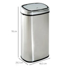  HOMCOM Mülleimer Automatik Mit Sensor Abfalleimer Küche Edelstahl 50/68L Silber (68L)