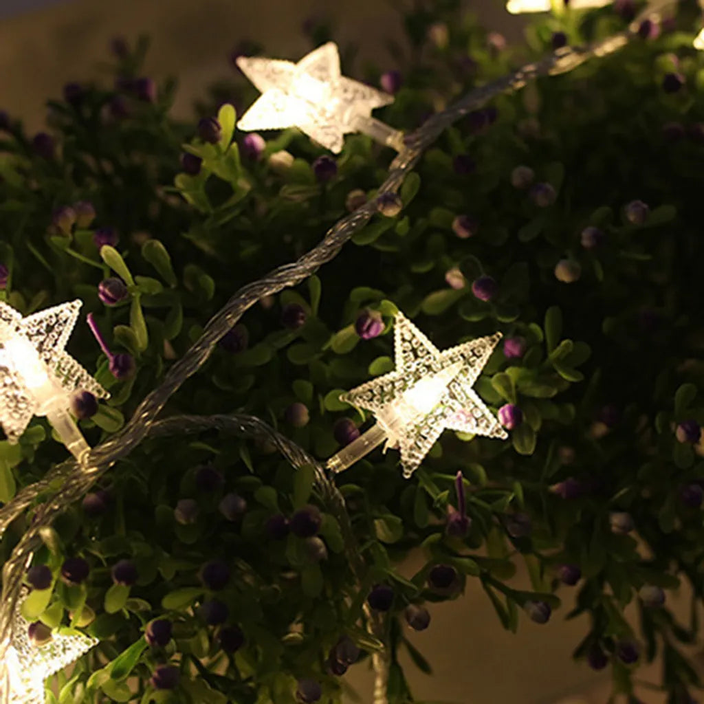  20 LED-Sternen-Lichterketten, Märchen-Weihnachtsbeleuchtung, Batteriebetrieben, Für Party-, Hochzeits- Und Feiertagsdekorationen, Warmweiß