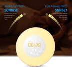  Wake Up Light Wecker - Sonnenaufgang Sonnenuntergang Analoger Tageslichtwecker Mit 2 Alarmen, 10 Helligkeiten, Schlummerfunktion, 6 Natürlichen Geräuschen, UKW-Radiowecker