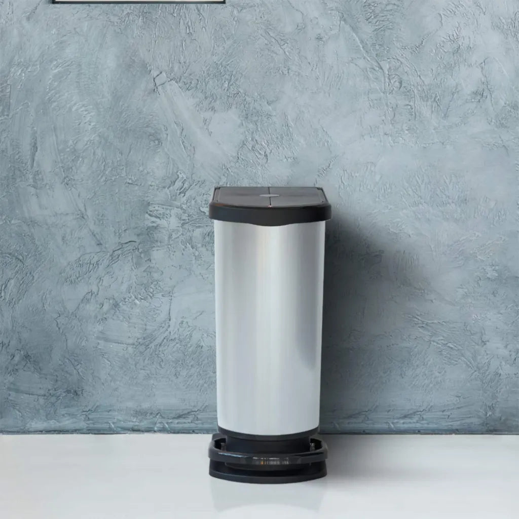 ROTHO Treteimer Duo 50 L PASO, Farbe:Silber Metallic