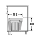  Hailo Abfallsammler 3666191 TZ Swing Terzett 2x 7 + 15 Liter Ab 30cm Schrankbreite