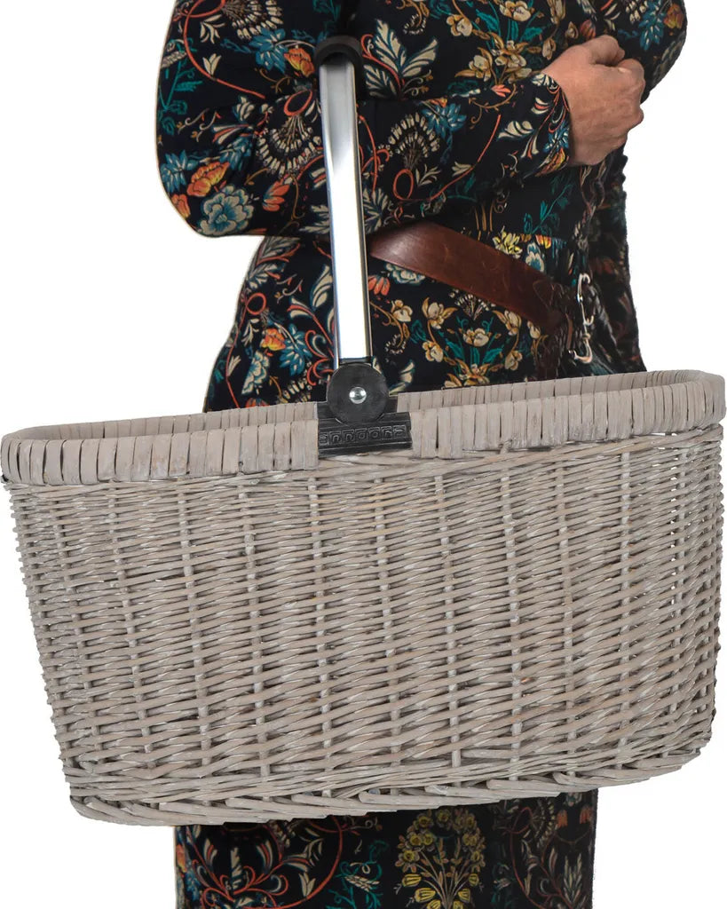  Einkaufskorb Nachhaltig Stabil Natur - Weide 22 L Beige 46,5 X 31 X 29 Cm - Grau