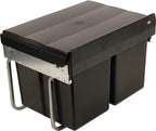  Wesco Niedriger Mülleimer Küche Ausziehbar | 2 X 15 L Einbaumülleimer Mit Schienengestell | Abfallsystem | Abfallsammler | Trennsystem | Bodenmontage | Kunststoff Schwarz | 28015 0