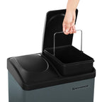  SONGMICS Mülleimer 30 Liter, Mülltrennung, 2 X 15 Liter, Abfalleimer, Treteimer Mit Inneneimern, Farbigen Pedalen, Mülltrennsystem Für Die Küche, Rauchgrau-schwarz LTB30G